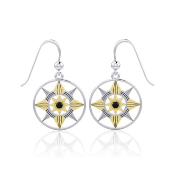 Be a Star Silver and Gold Earrings with Gemstone MER560 - Jewelry